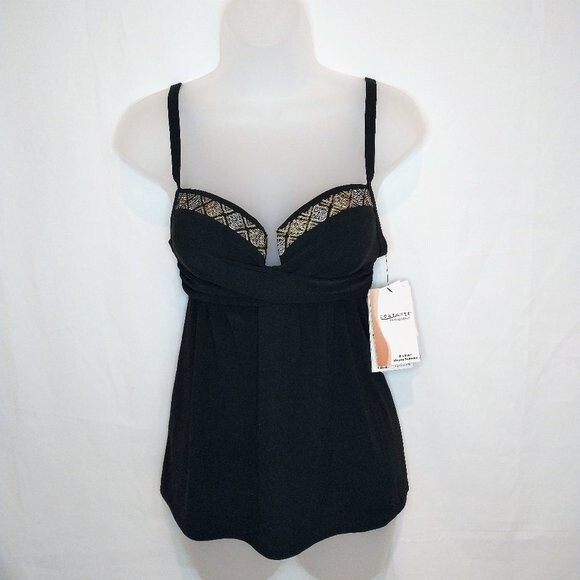 Coco Reef Tankini Top 8/32C Contours Gemma Black Coastal Edge Aztec New - Picture 1 of 10